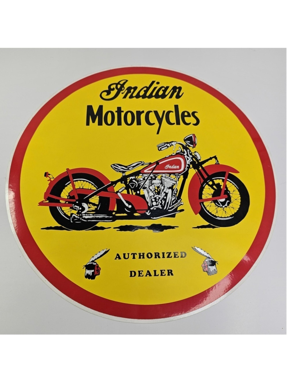 Vintage Indian Motorcycles Authorized Dealer 12” Round Decal Sticker Sign